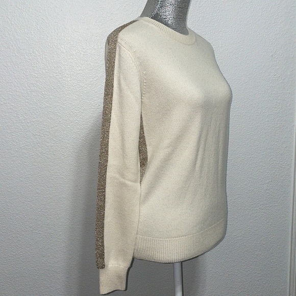 Derek Lam 10 Crosby‎ sweater wool cashmere XS cream gold trim - Picture 2 of 7